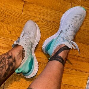 Nike Big Kids Teal and Gray Athletic Shoes